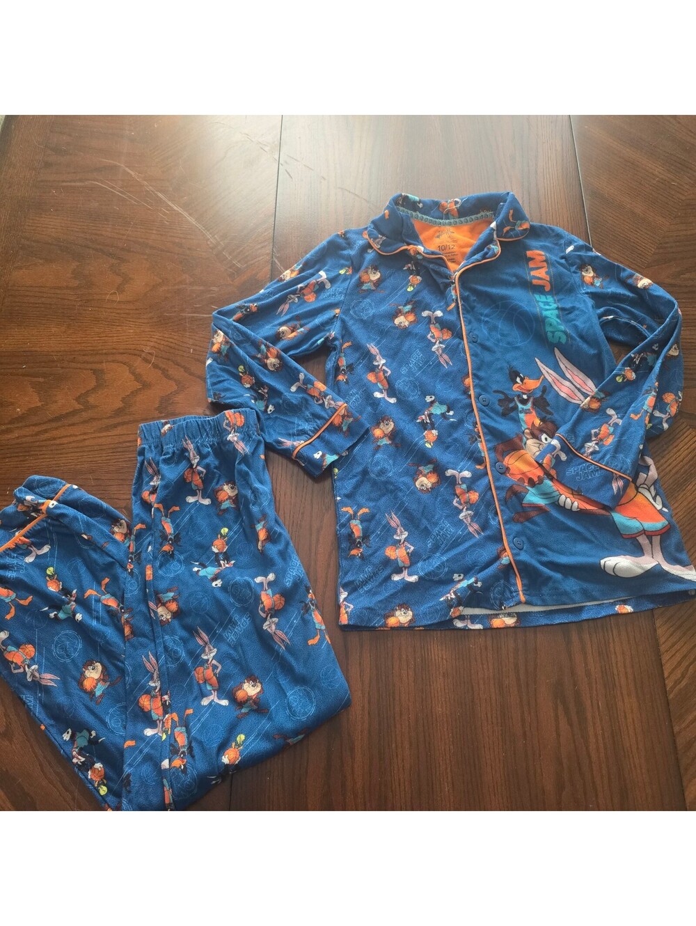 Space Jam blue pajama set top and pants size 10 12